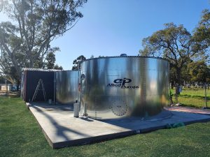 Circular metal liner storage tanks